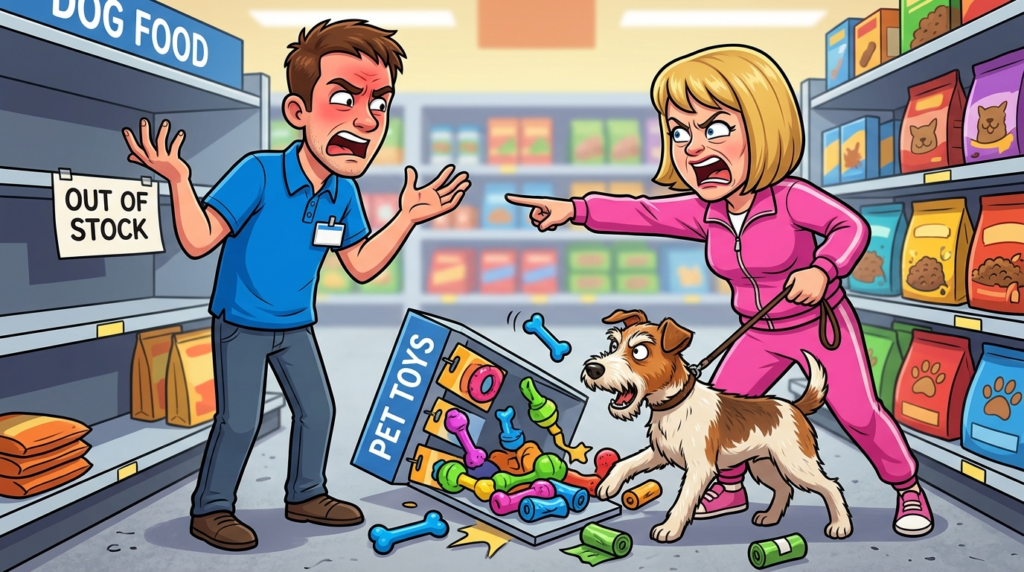A Customer Demanded Sold-Out “Arctic Salmon Crunchies” for Her Dog, Then Blamed Me When Her Pet Tangled its Leash and Toppled a Store Display