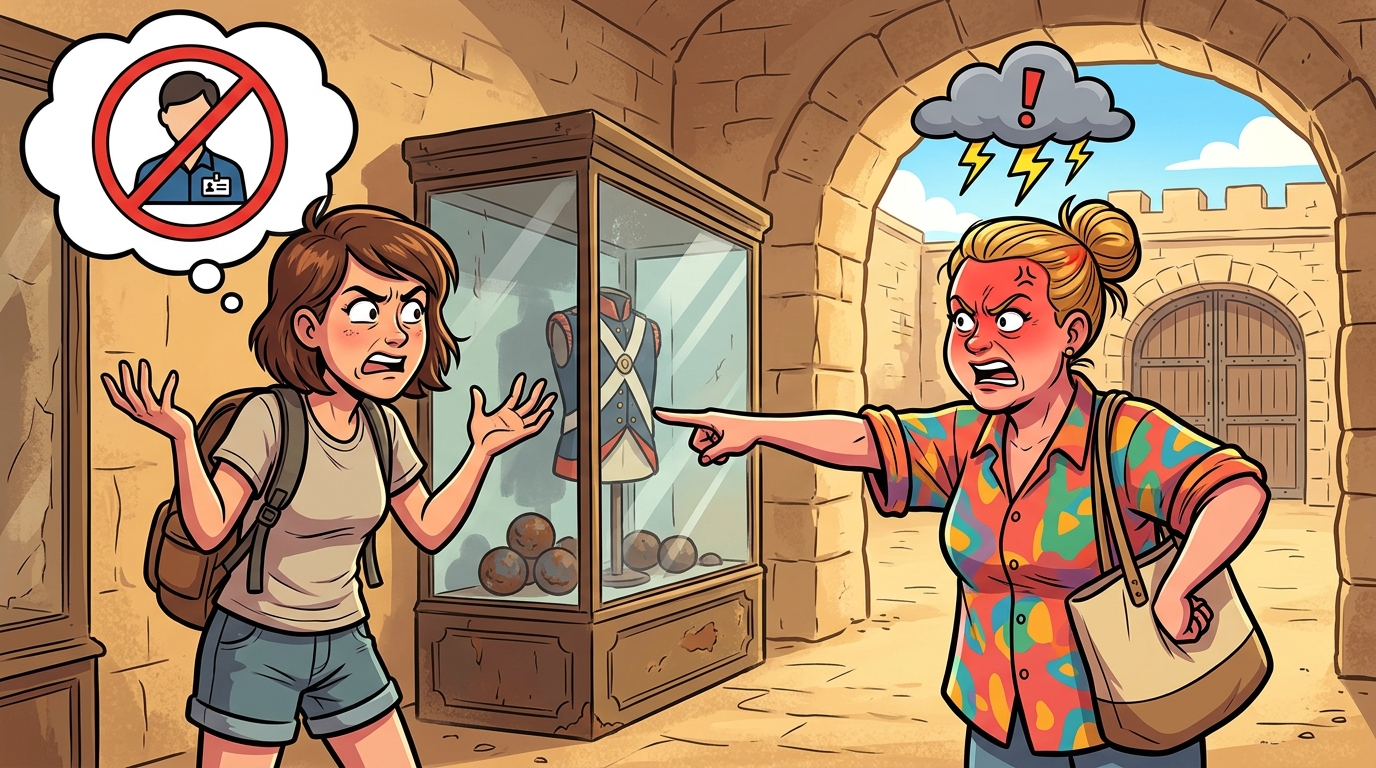 A vacationing fort visitor was fiercely berated by an entitled customer demanding gift shop directions