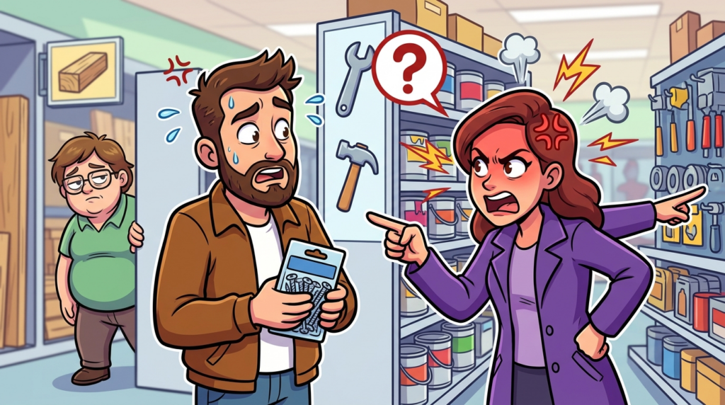 A customer furiously demanded I locate specialty adhesives and threatened my job, ignoring my repeated non-employee statements