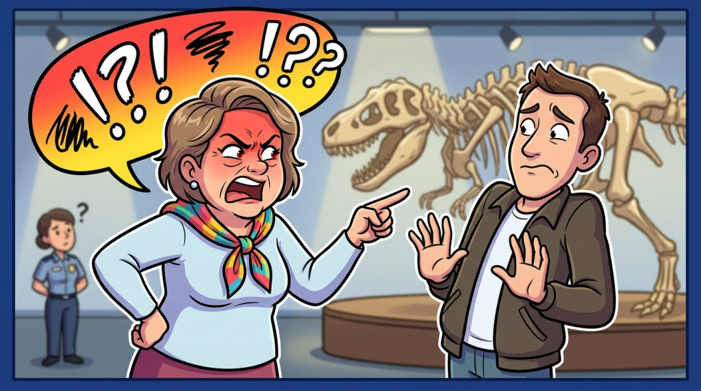 An entitled museum patron demanded I help her find dinosaur toys and threatened my non-existent job