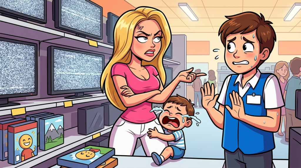 An entitled shopper insisted I give her son a new video game for free, suggested I commit theft, then declared she was taking it after her card was declined