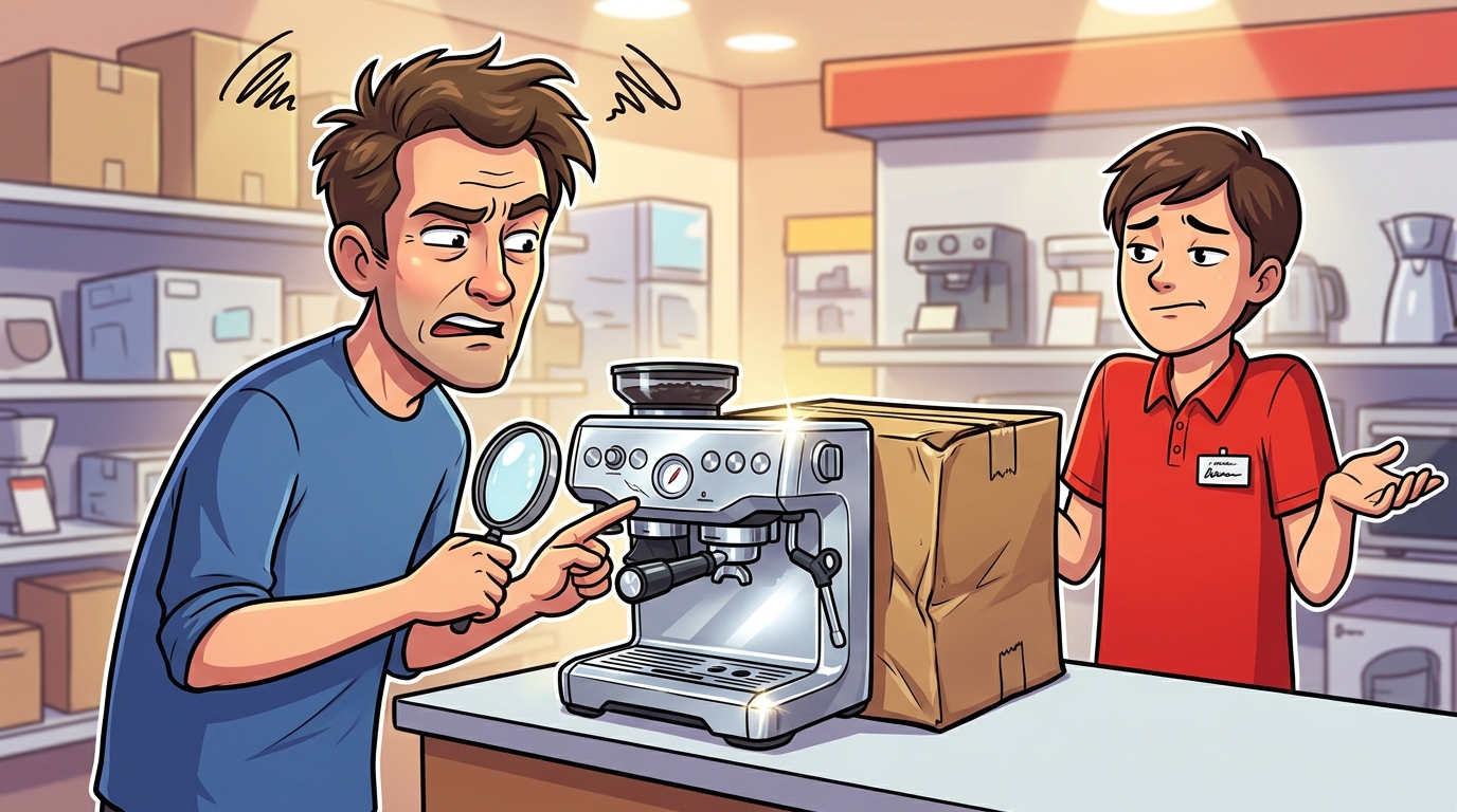 Am I the Jerk for demanding a bigger discount on a scratched espresso machine with a dented box?