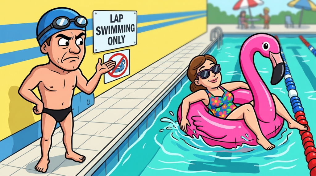 Am I the Jerk for insisting on pool rules when someone hogged a lap lane with a giant flamingo?