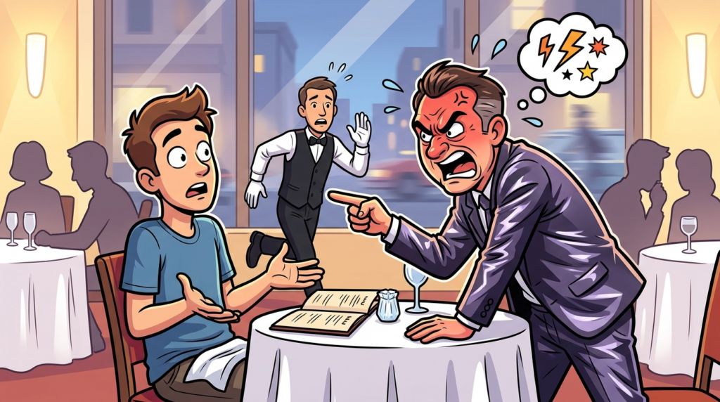 A demanding patron at a posh restaurant mistook me for staff and threatened to get me fired