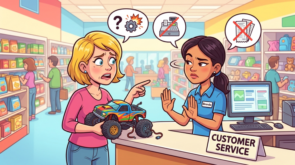 Am I the Jerk for expecting a return on a defective toy without a receipt, citing loyalty?