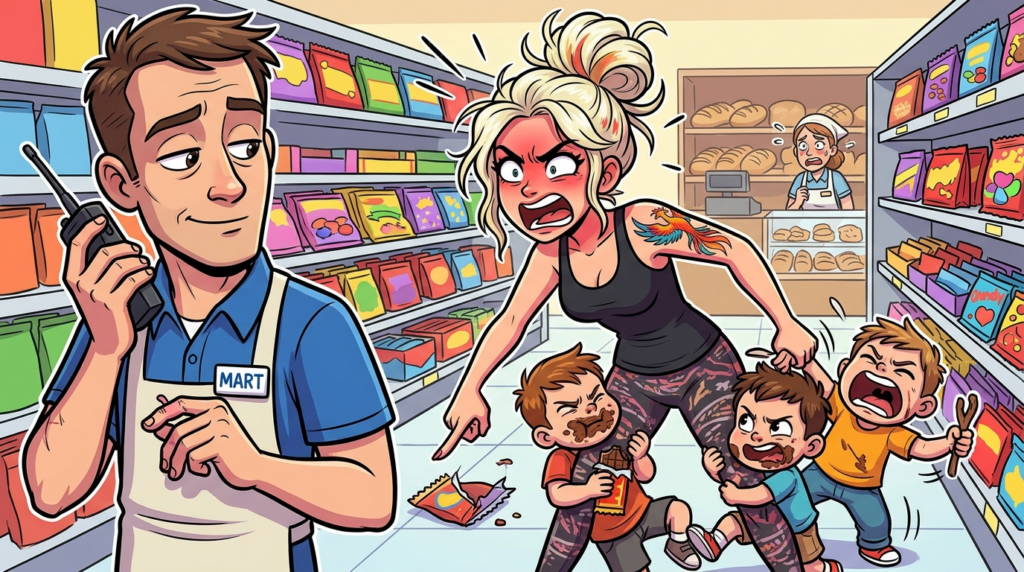 A Bleached Blonde Woman With a Phoenix Tattoo Demanded a Free Candy Bar, Blaming Our Grocery Store for ‘Defective’ Packaging Her Child Opened