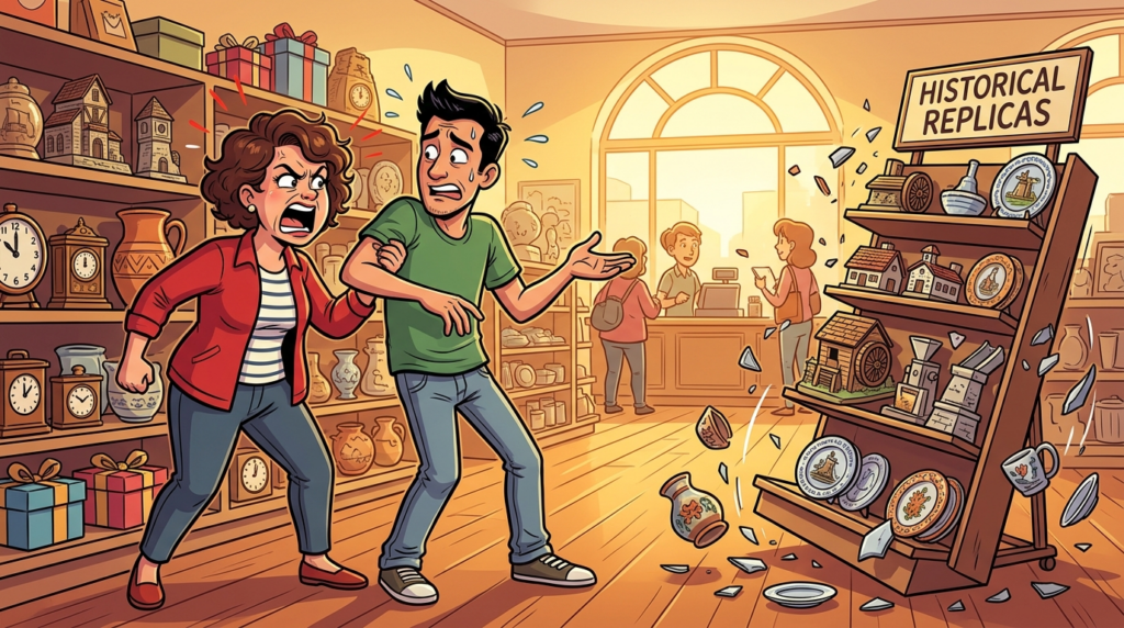 A furious customer physically assaulted me and threatened termination from a gift shop job I didn’t possess