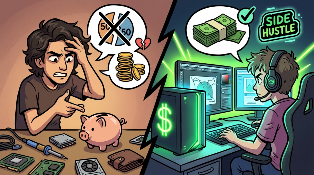 Am I the Jerk for asking my partner to pay a fee to use our shared PC for their income?