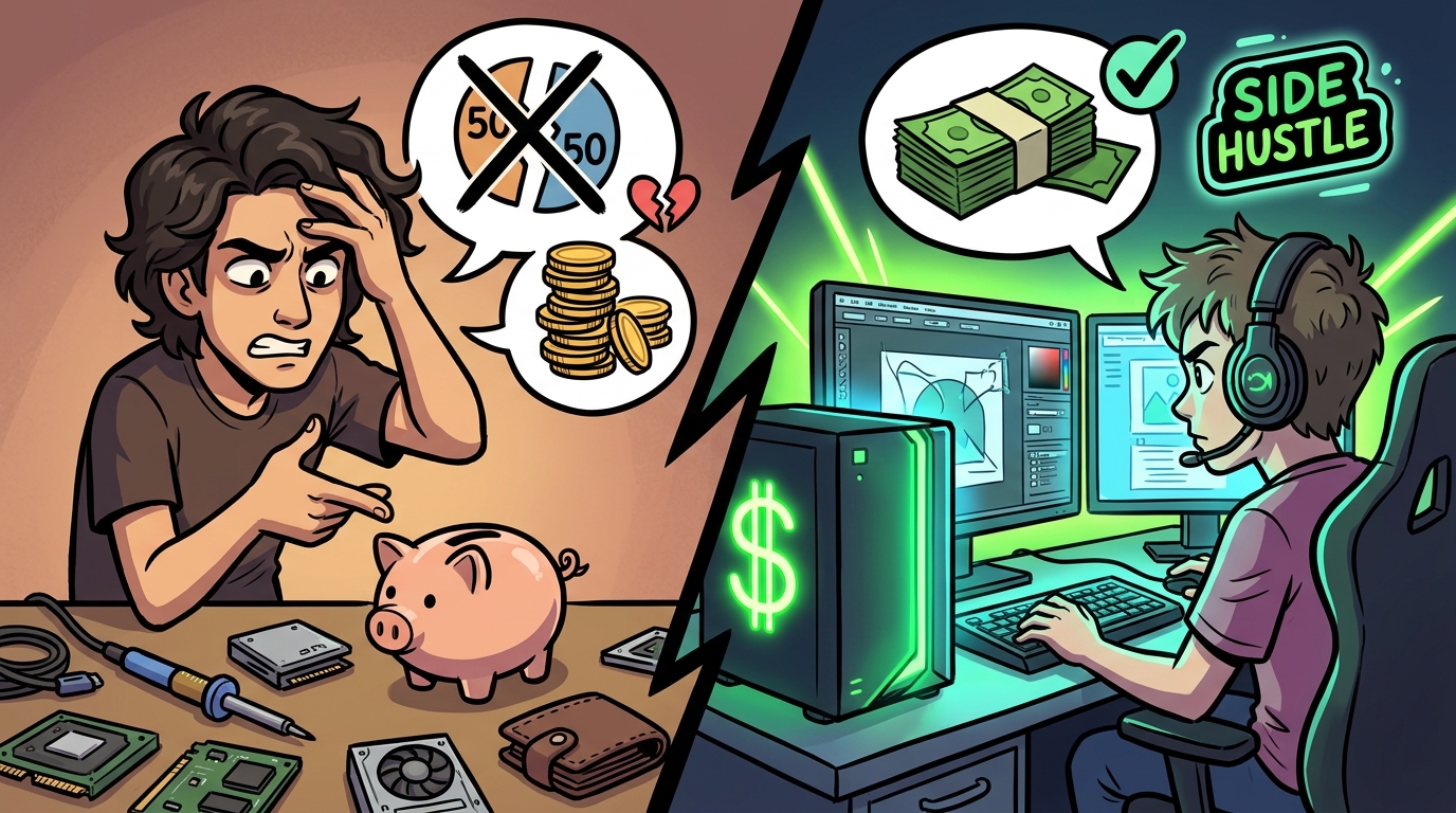 Am I the Jerk for asking my partner to pay a fee to use our shared PC for their income?