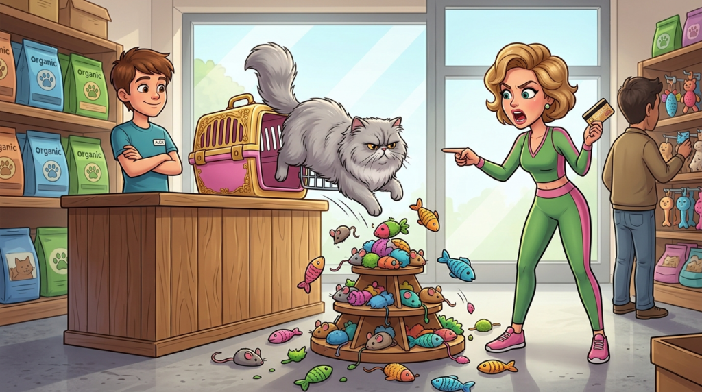 A woman demanded a free custom cat bed replacement for a tiny loose thread and “off” color, then her unleashed pet destroyed store displays