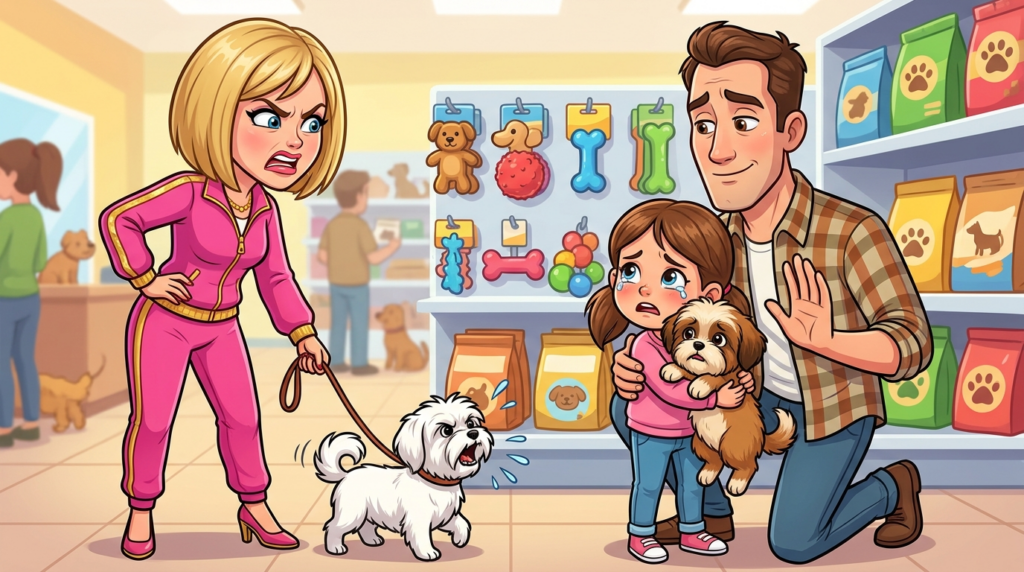 A Woman Demanded a Father Buy Her Champion Show Dog an Expensive Toy, Claiming His Quiet Rescue Puppy Traumatized Her Delicate Pet