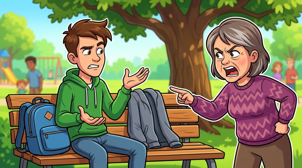 Am I the Jerk for refusing to move my backpack and jacket for a lady on a public park bench?