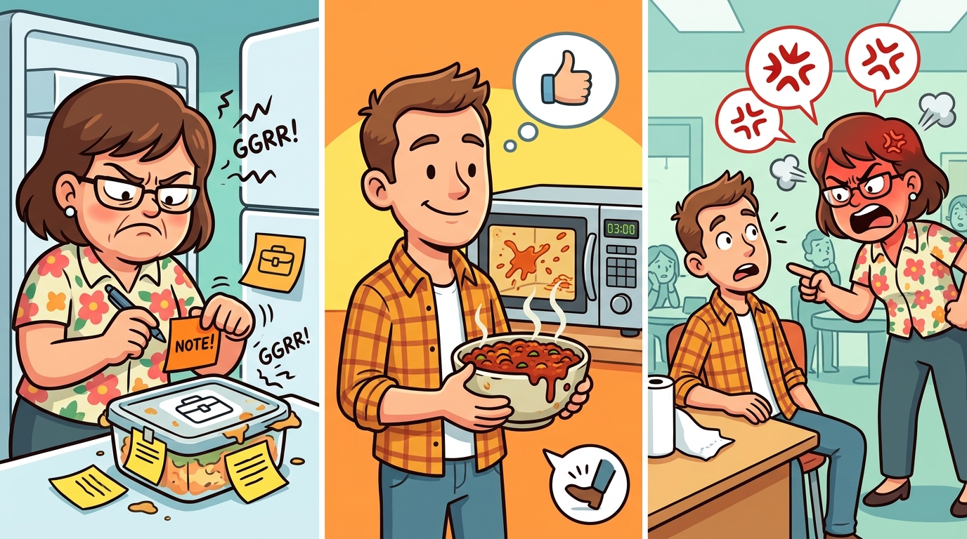 Am I the Jerk for leaving my old lunch and hogging the microwave, causing a breakroom blow-up?