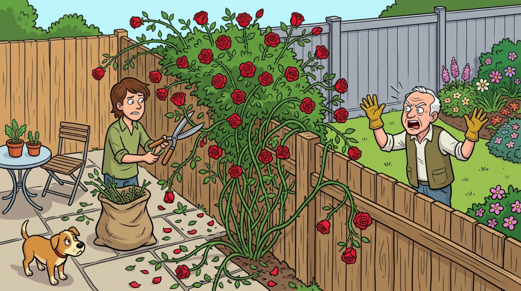 Am I the Jerk for pruning my neighbor’s rose that grew onto my property when he wouldn’t?