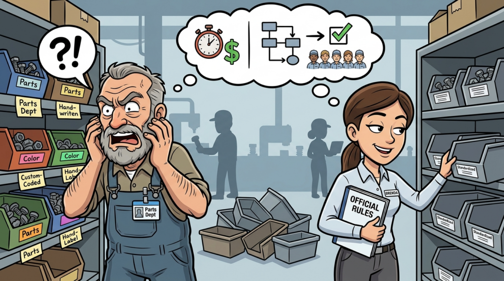 Am I the Jerk for clearing Brenda’s shelves after her ‘standard’ organization sabotaged my factory workflow?