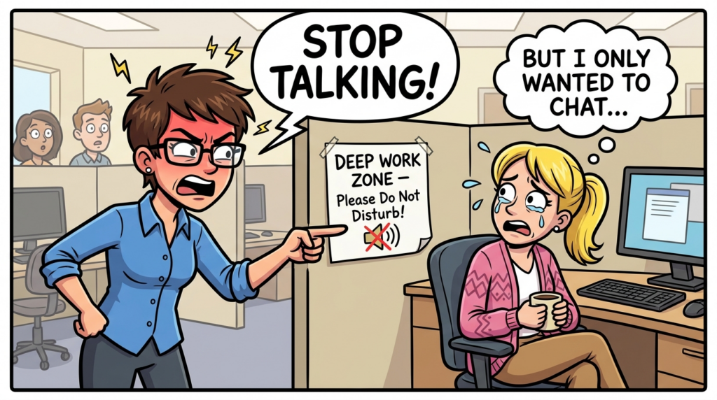 Am I the Jerk for snapping at my chatty coworker constantly disrupting my work on a tight deadline?